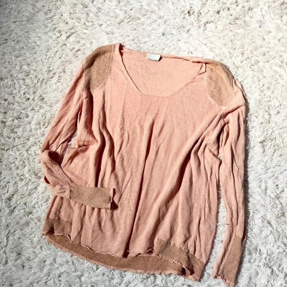 100% Linen Oversized Natural Granola Patchouli Long Sleeve Top Womens 16 Hippie